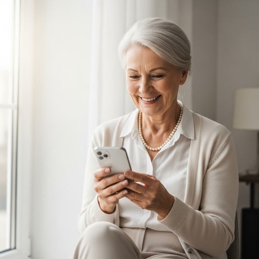 Starsza osoba z telefonem zamawiająca busa